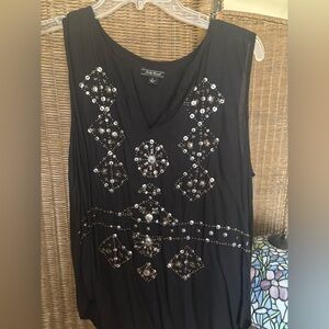 Lucky Brand Black Embellished Women's Top